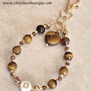 Handcrafted bag charm, hanging car charm, initial D